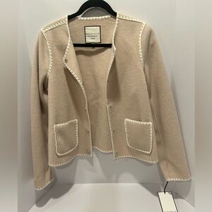 Bagatelle Women’s Cream Button-Front Scalloped Trim Jacket NWT